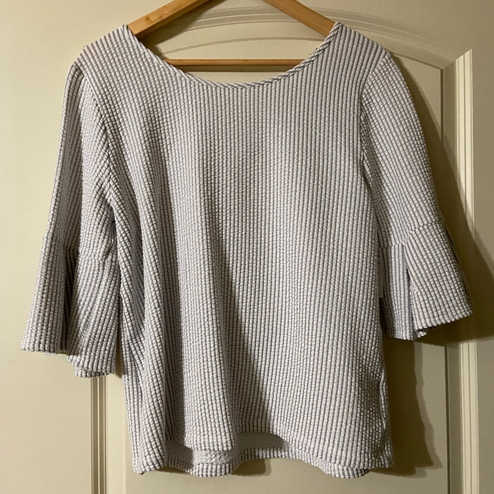 NWT LARGE GREEN ENVELOPE 3/4 Length Striped Top